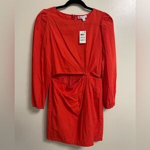 Womens cotton cutout long sleeve mini dress